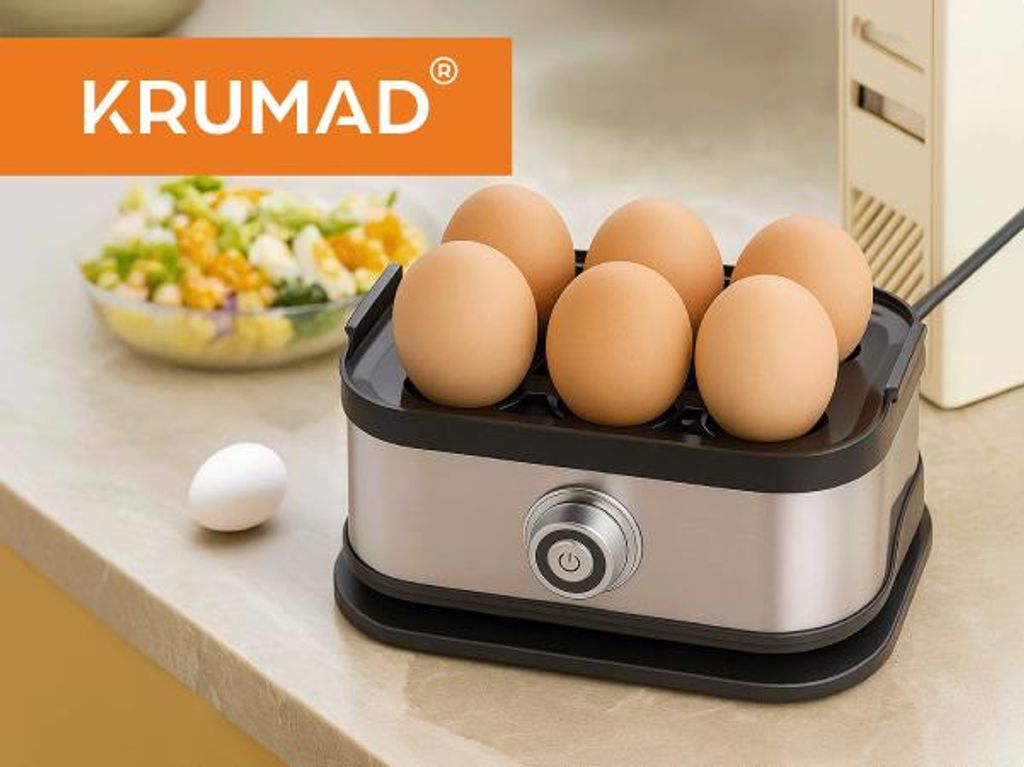 KRUMAD Eierkocher für 6 Eier, 200W Automatisch, Schnell und