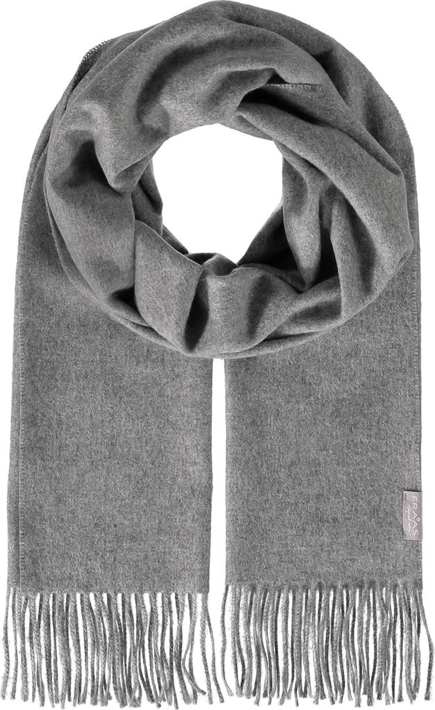 FRAAS Schal Pure Cashmere Scarf with Fringes Mid Grey grau