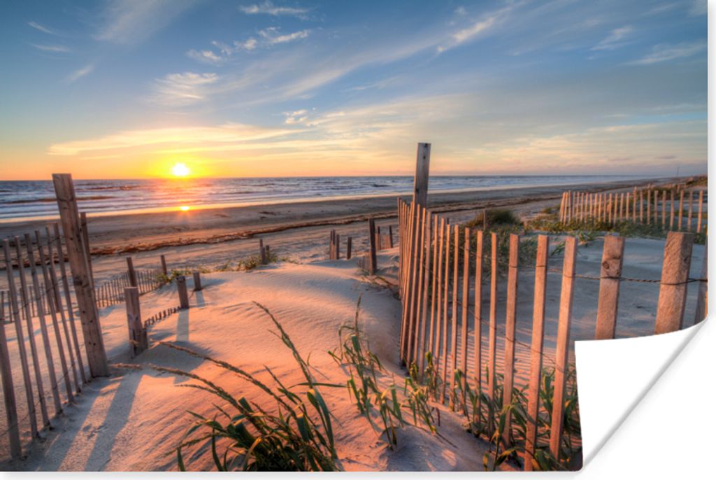 MuchoWow Poster Strand - Meer - Düne - Sonnenuntergang - Landschaft 60x40 cm - Schlafzimmerdekoration