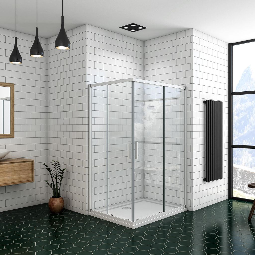 AICA eckeinstieg eckdusche 100x100x185cm Schiebetür  5mm Produktbild 