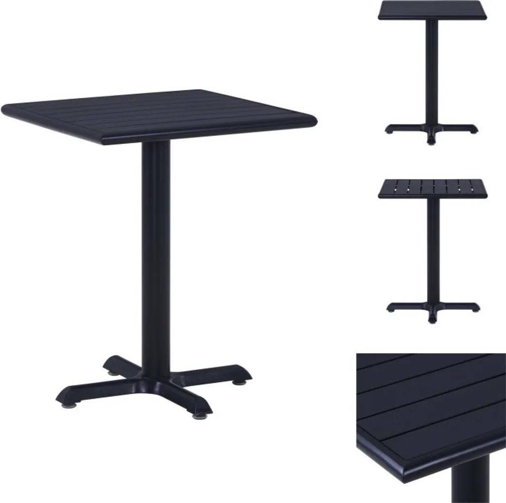 Petite table de bistrot carrée noire 60 cm pour balcon et terrasse