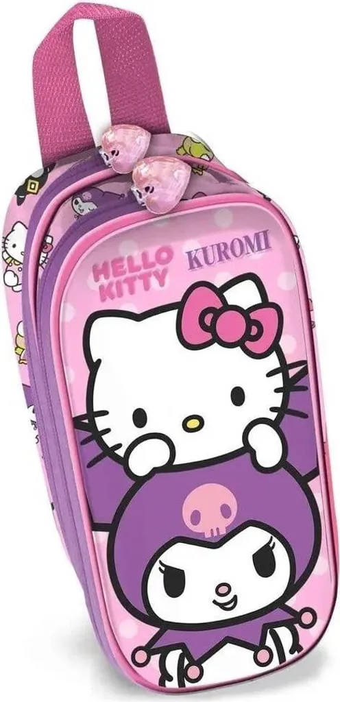 Trousse scolaire Hello Kitty 3D double avec compartiments pour fille