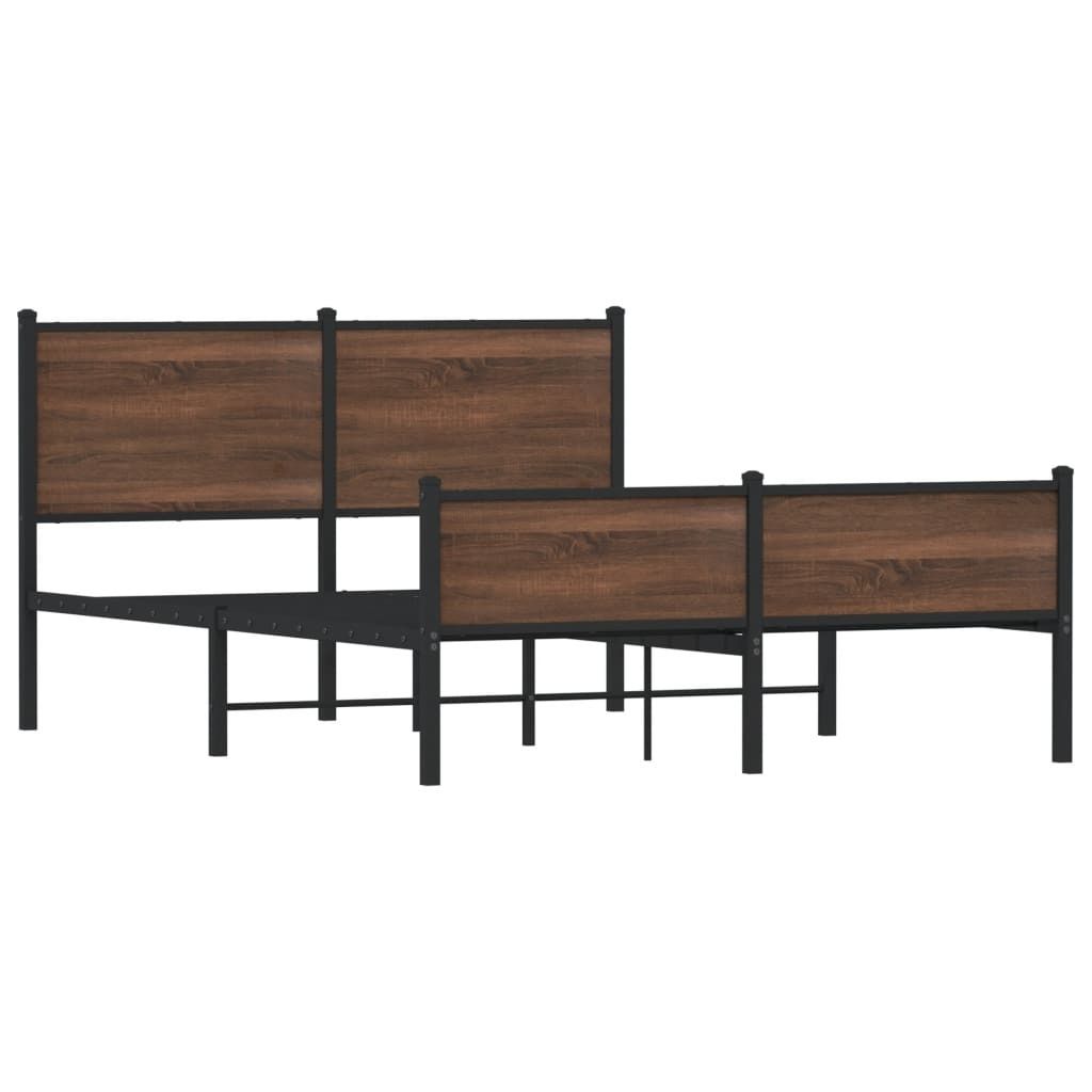 "2026 Promotion" Metallbett ohne Matratze - Braun Eichen-Optik - 150x200 cm - Polsterbett CC16069