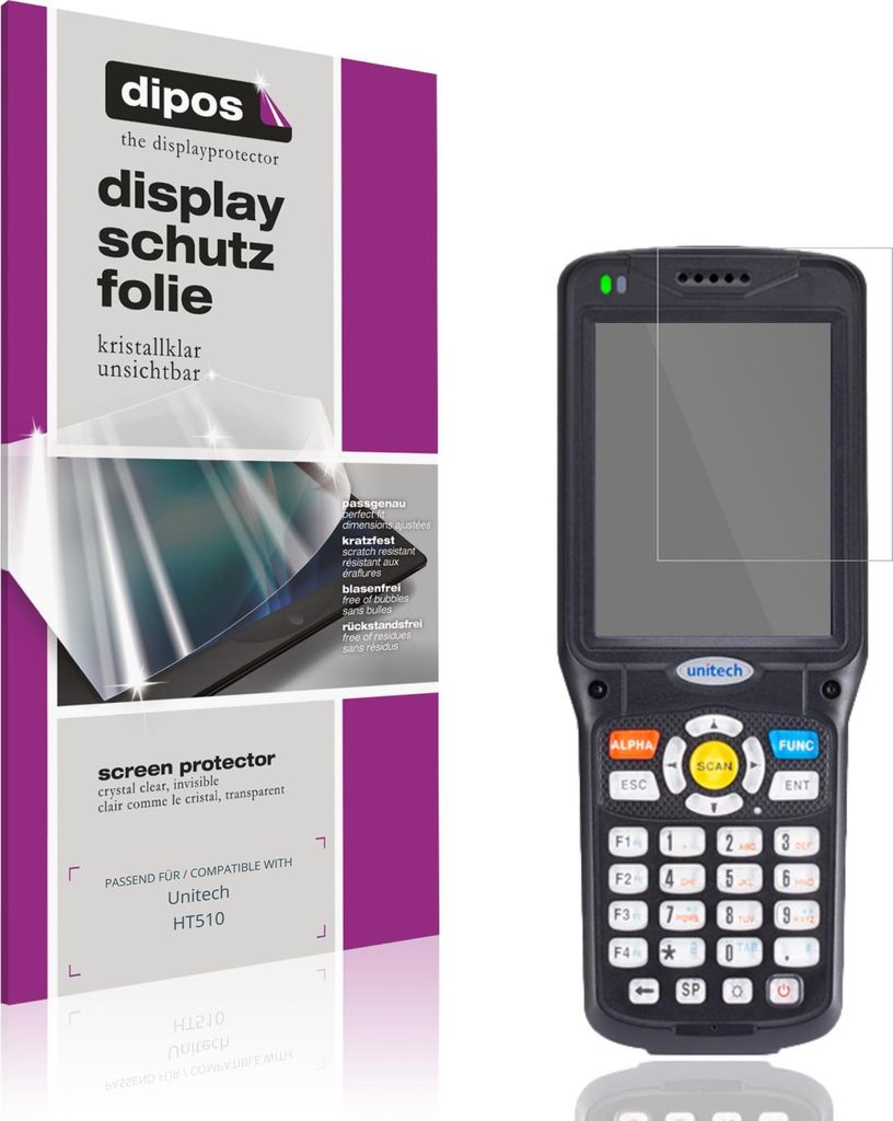4x Schutzfolie für Unitech HT510 klar Displayschutzfolie Folie Display Schutz dipos