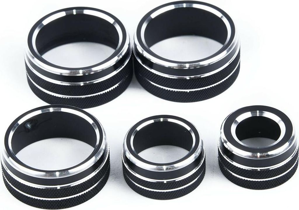 5 Stück Auto-Mittelkonsolen-Schalterknopfverkleidung Rückspiegel Klimaanlage Bedienknopfabdeckung für Camry 2018 Schwarz