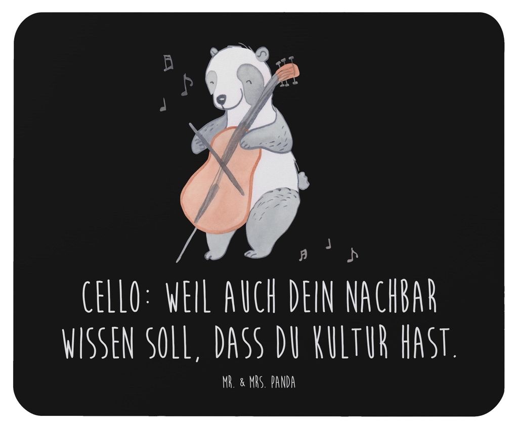 Mr. & Mrs. Panda Mouse Pad Cello Kultur - Schwarz - Geschenk, Mousepad, Nachbar, Lernen, Kammermusik, Musikinstrument, Orchester, pc, mauspad lapto...