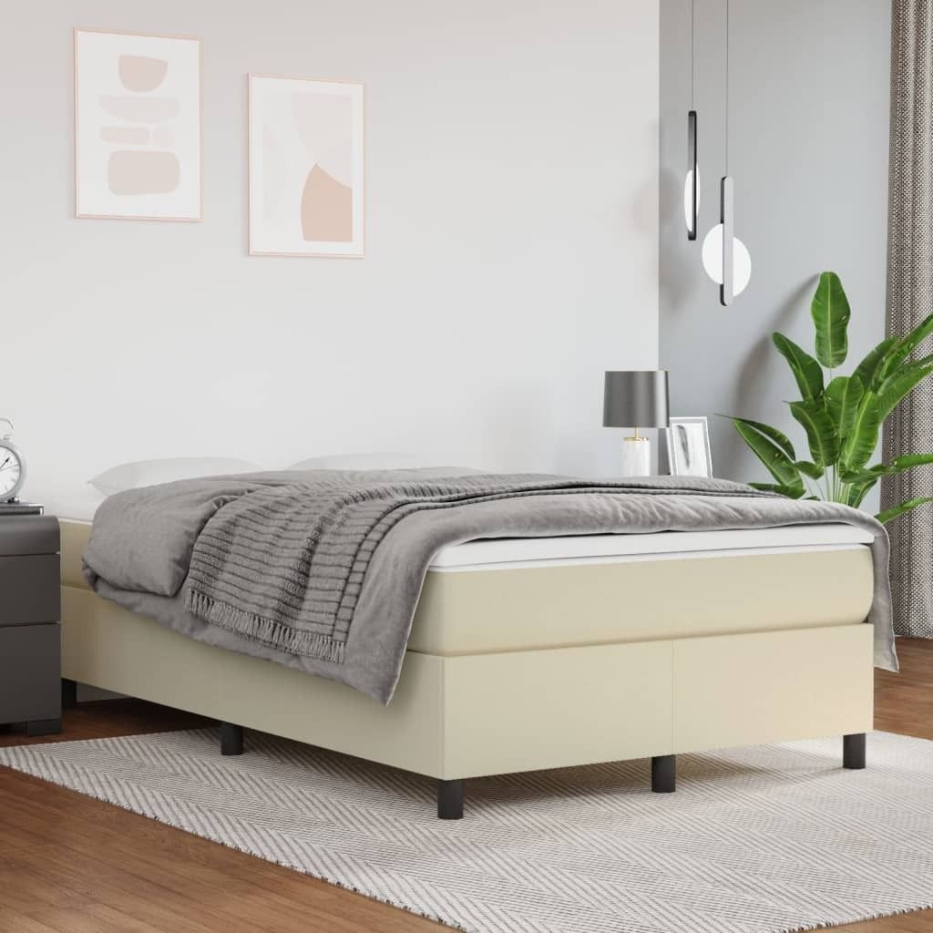 The Living Store Boxspringbett mit Matratze Creme 120x200 cm Kunstleder