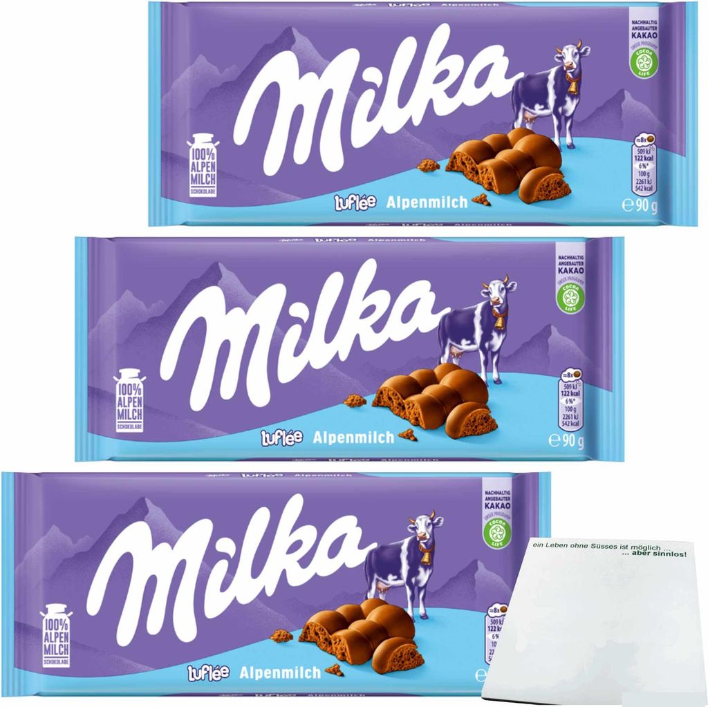 Milka Luflee 3er Pack (3x90g Tafel) + usy Block