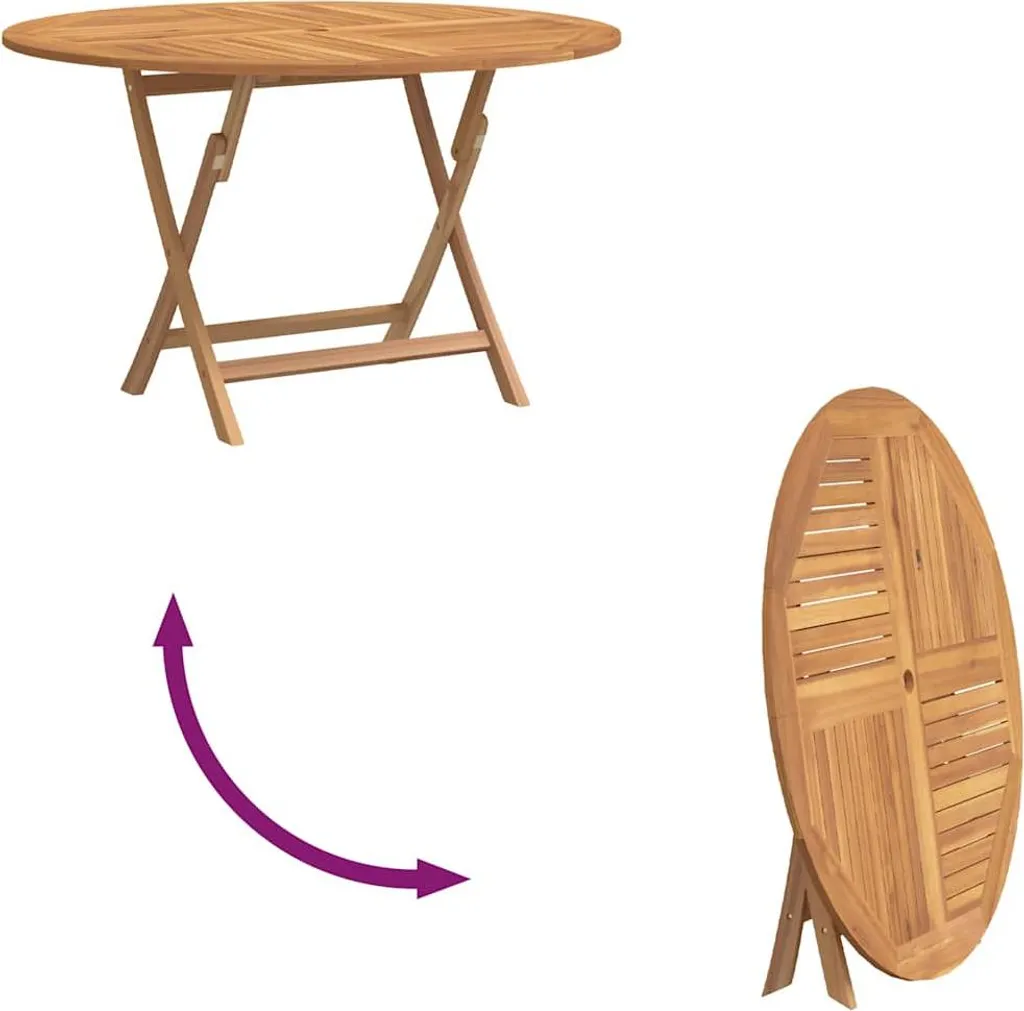 Table pliante de jardin 110 cm en teck massif résistant aux intempéries