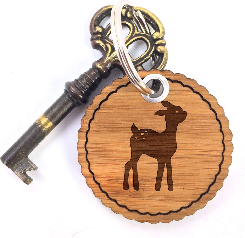 Mr. & Mrs. Panda Schlüsselanhänger Reh - Geschenk, Holz, Rehkitz, Hirsch, anhänger, Taschenanhänger, Waldtiere, Wald, Bambi, schlüssel