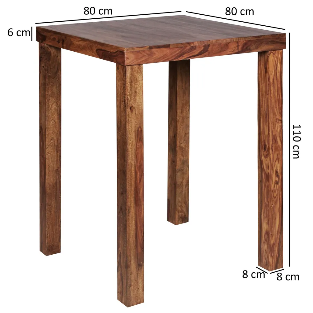 Table de bistrot haute 80 cm en bois massif pour coin repas convivial - 6