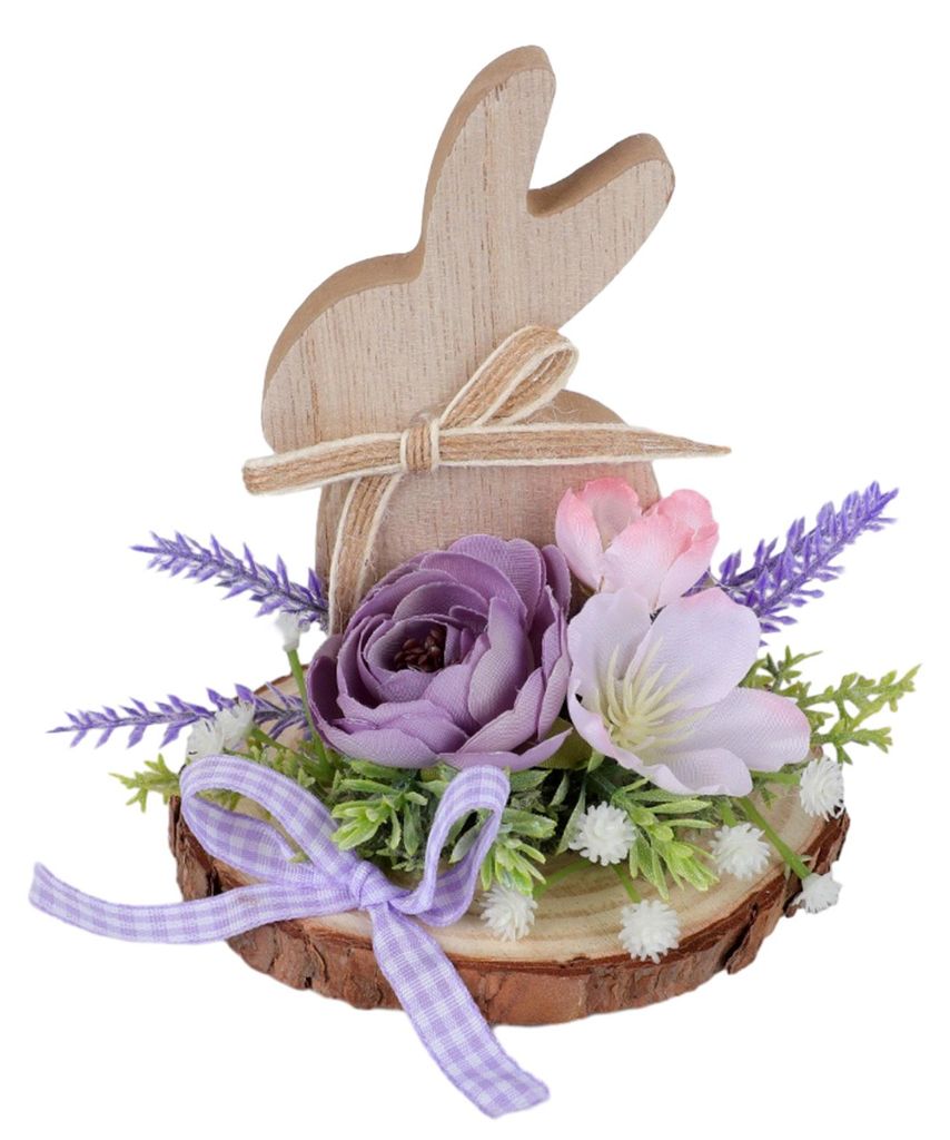 Osterhasen-Holzschild, Tischdekoration mit künstlichen Blumen, Frühlings-Tischdeko für Etageren, Heimdekoration