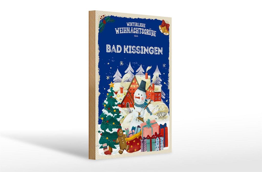 Holzschild Weihnachtsgrüße BAD KISSINGEN Geschenk 20x30cm