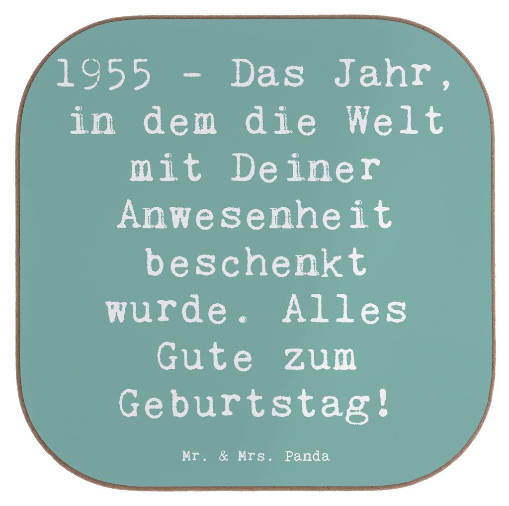 Mr. & Mrs. Panda Untersetzer für Gläser Spruch 1955 Geburtstag - Meeresbrise - Geschenk, Coaster, Happy Birthday, Holzuntersetzer, Tassenunterset...