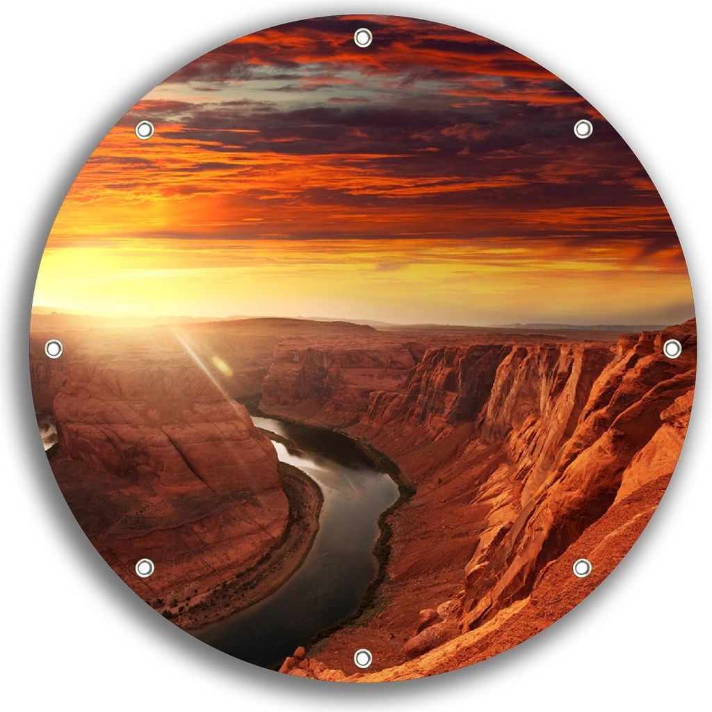 Wallario rundes Outdoor-Poster für Garten oder Balkon, Motiv Grand Canyon bei Sonnenuntergang, 30 cm Durchmesser