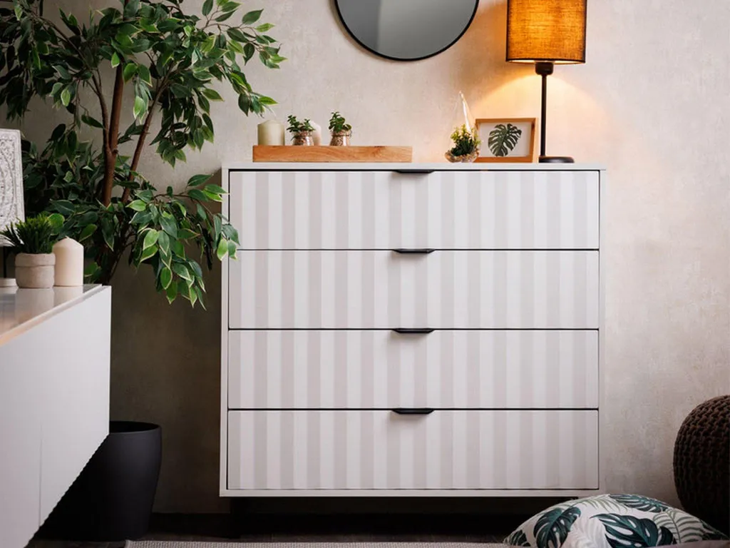 Meuble de Rangement Blanc 4 Tiroirs Commode de Chambre Design Maggiora - 6