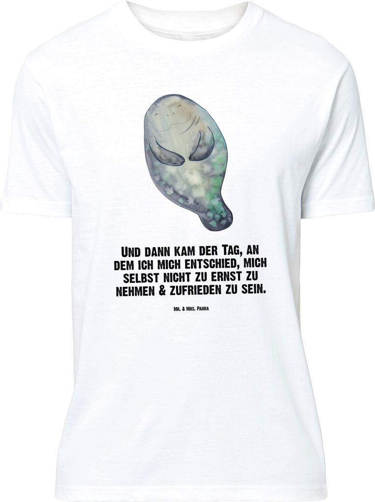 Mr. & Mrs. Panda Größe M T-Shirt Seekuh Happy - Weiß - Geschenk, Selbstliebe, Freundin, Achtsamkeit, Tshirt, mit Spruch, Herren, Meer, Respekt, ...