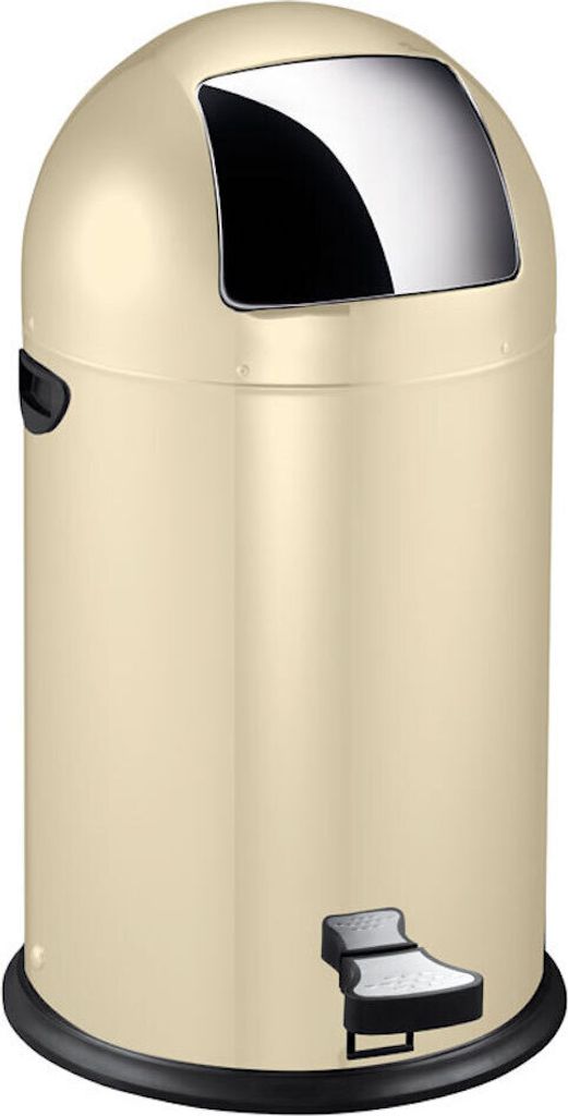 Stilvoller eleganter Abfalleimer mit starkem Fußpedal und verzinktem Inneneimer | 33 Liter, HxØ 70x38cm | Creme
