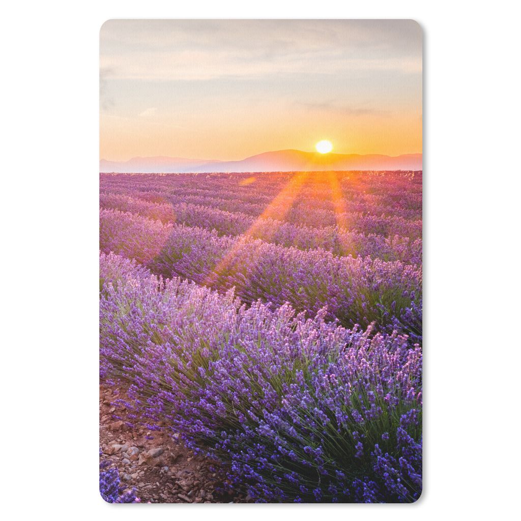 MuchoWow Mauspad Mousepad Lavendel - Sonnenuntergang - Blumen - Lila 18x27 cm - Mousepads - Maus Mat - Pad - Mausunterlage