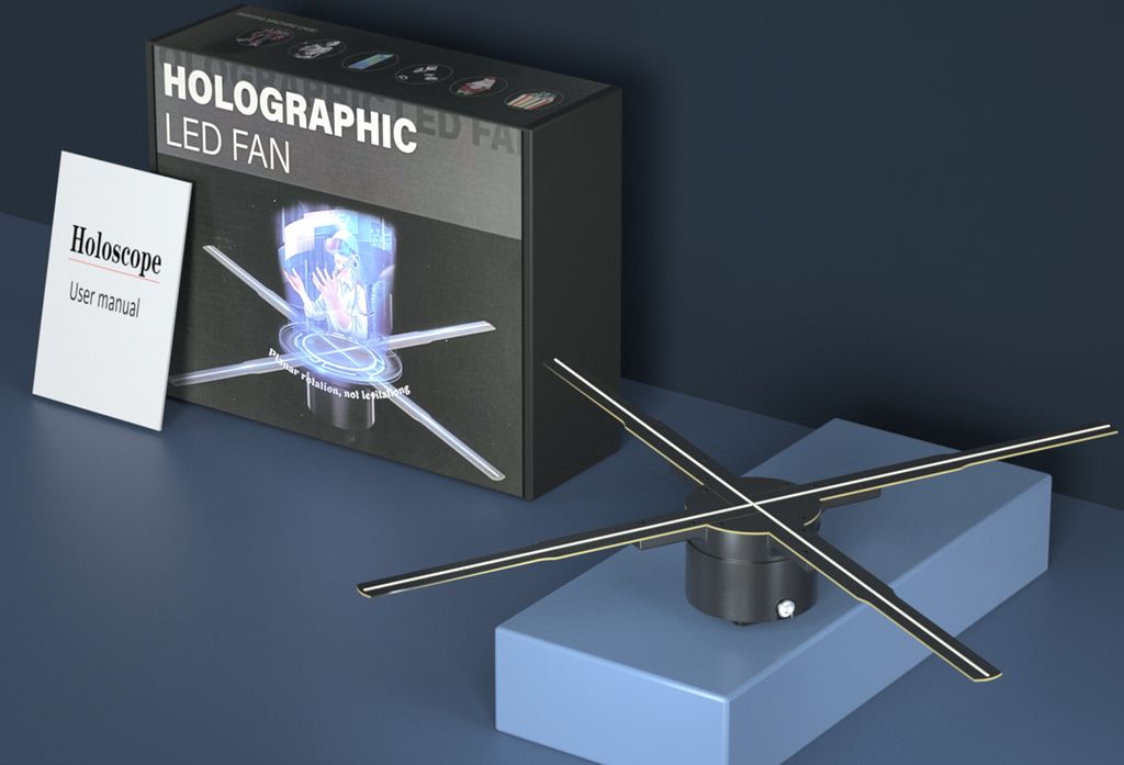 3D-Hologramm-Projektor-Werbedisplay-Luefter Wandmontierter Produktbild 