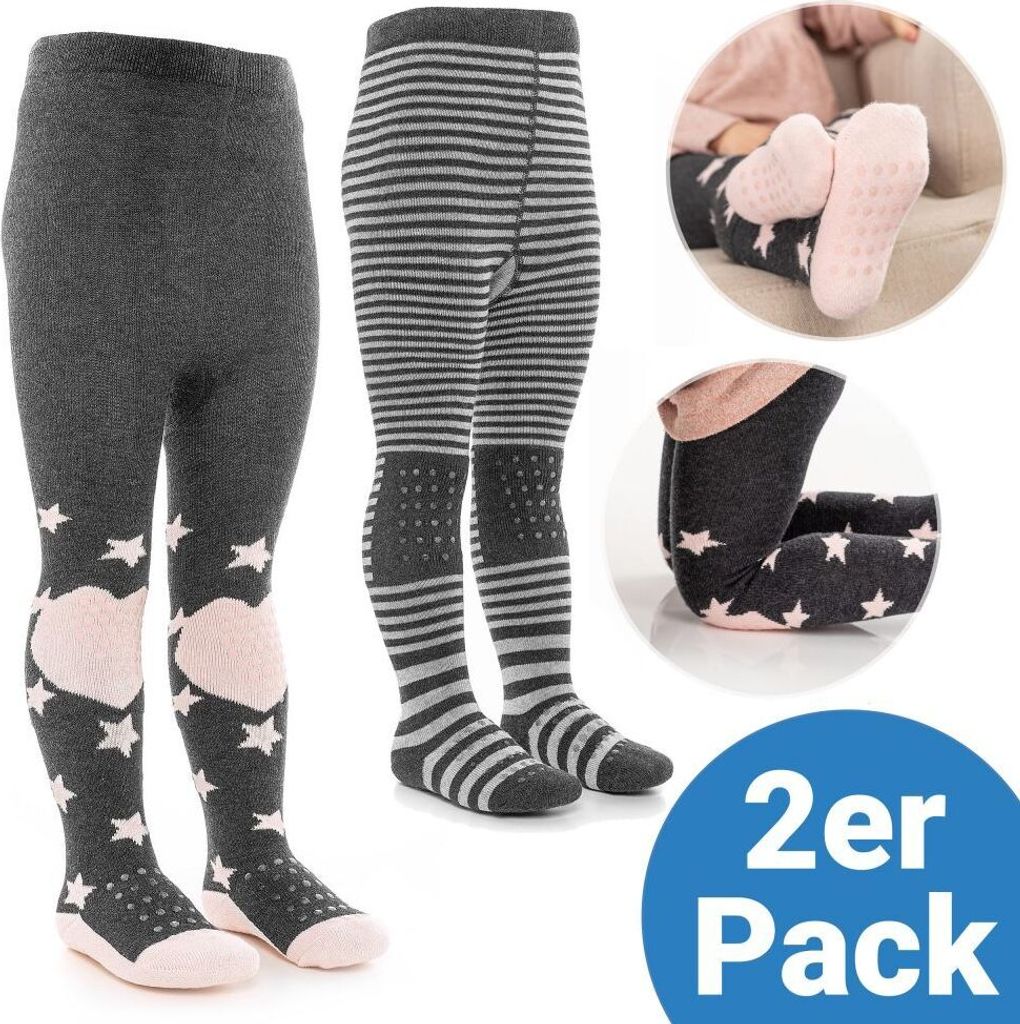 LaLoona Krabbel-Strumpfhose 2er Pack - Sterne Rosa