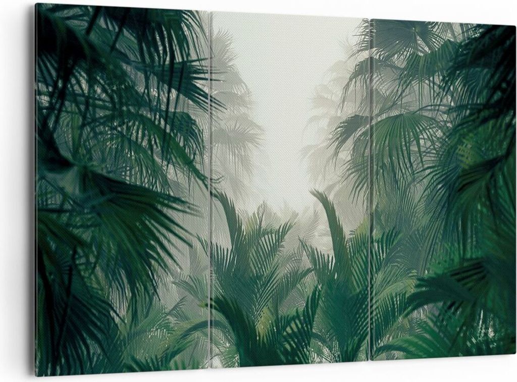 Bild auf Leinwand - Leinwandbild - 3 Teile - Dschungel Blätter Palmen - 165x110cm - Wand Bild - Wanddeko - Wandbilder - Leinwanddruck - Bilder - W...