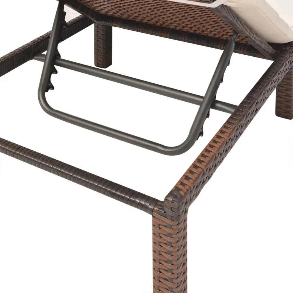Chaise Longue Résine Tressée Brune Résistante avec Support vidaXL 195cm - 9