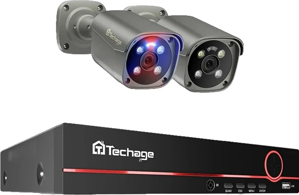 Kit Vidéosurveillance IP 4K avec 2 caméras extérieures et vision couleur