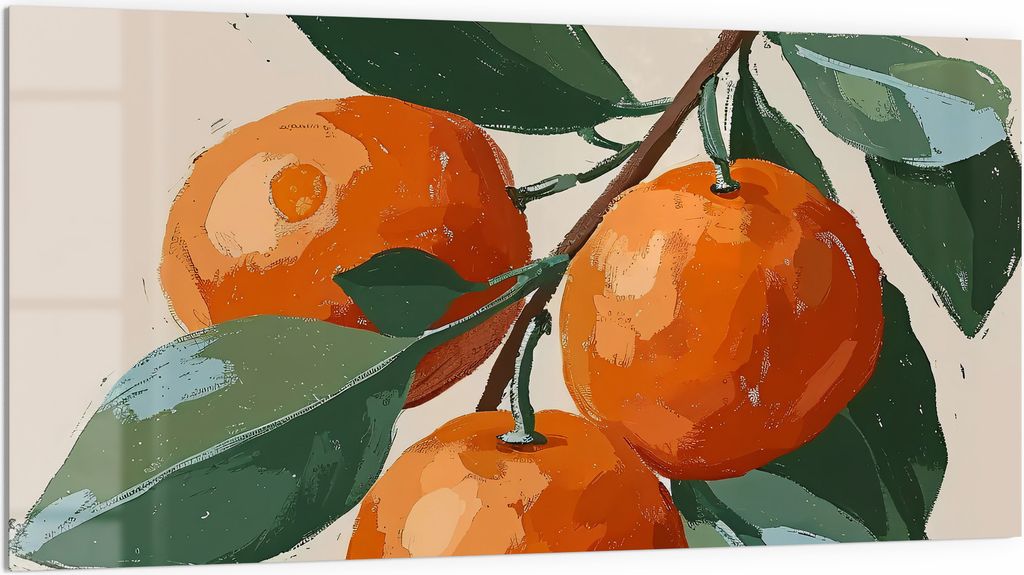 DEQORI Küchenrückwand Glas 100x50 cm 'Orangenfrische' Spritzschutz Bad Rückwand Küche