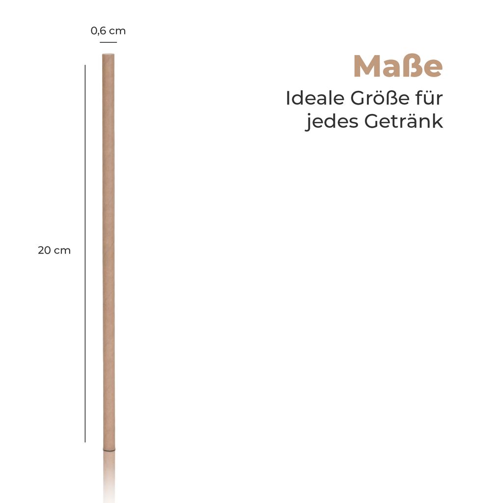 100 Trinkhalme Papier 6 mm · 20 cm farbig sortiert flexibel
