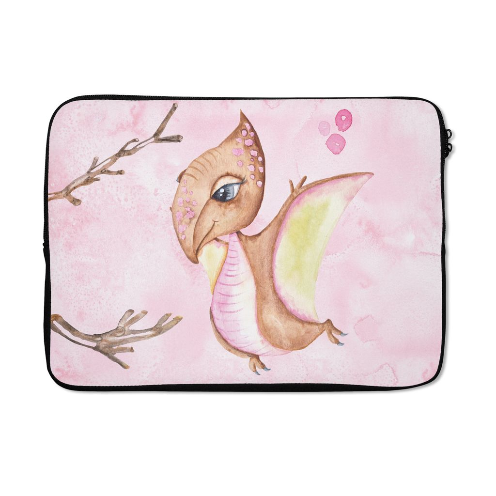 MuchoWow Laptop Hülle 13 Zoll Dinosaurier - Kinderzimmer - Zweige - Mädchen - Kinder - Rosa Laptoptasche - Laptophülle - Sleeve - Rundumschutz