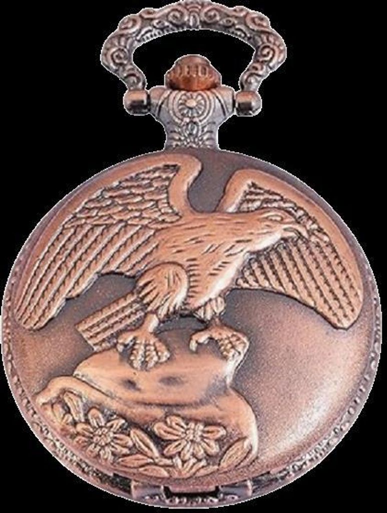 Edelstahl Taschenuhr Motiv "Adler" kupferfarbig Quartz Produktbild 