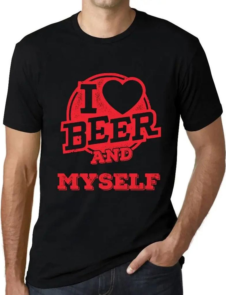 Herren Grafik T-Shirt Ich liebe Bier und mich selbst – I Love Beer And Myself – Öko-Verantwortlich Vintage Jahrgang Kurzarm Lustige Druck Gebu...