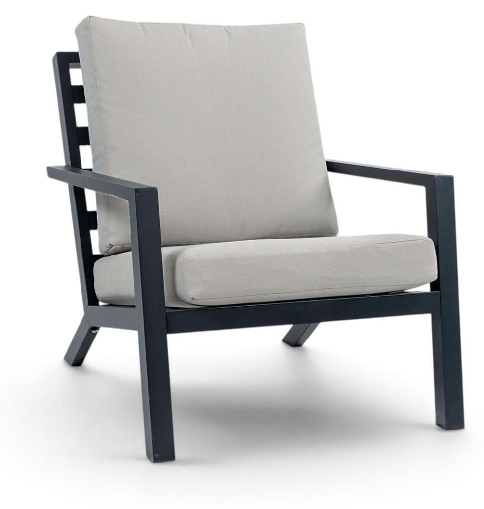 Loungesessel | Bezano | Mattschwarz / Creme | Aluminium | Produktbild 