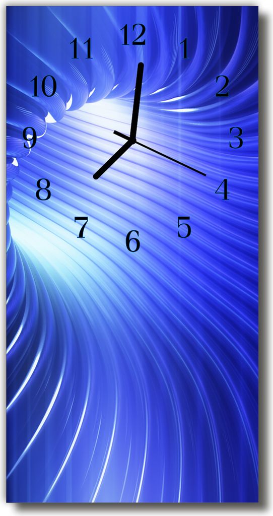 Tulup Glasuhr Wanduhr Küchenuhr Echt-Glas 30x60 Wirbel Blau