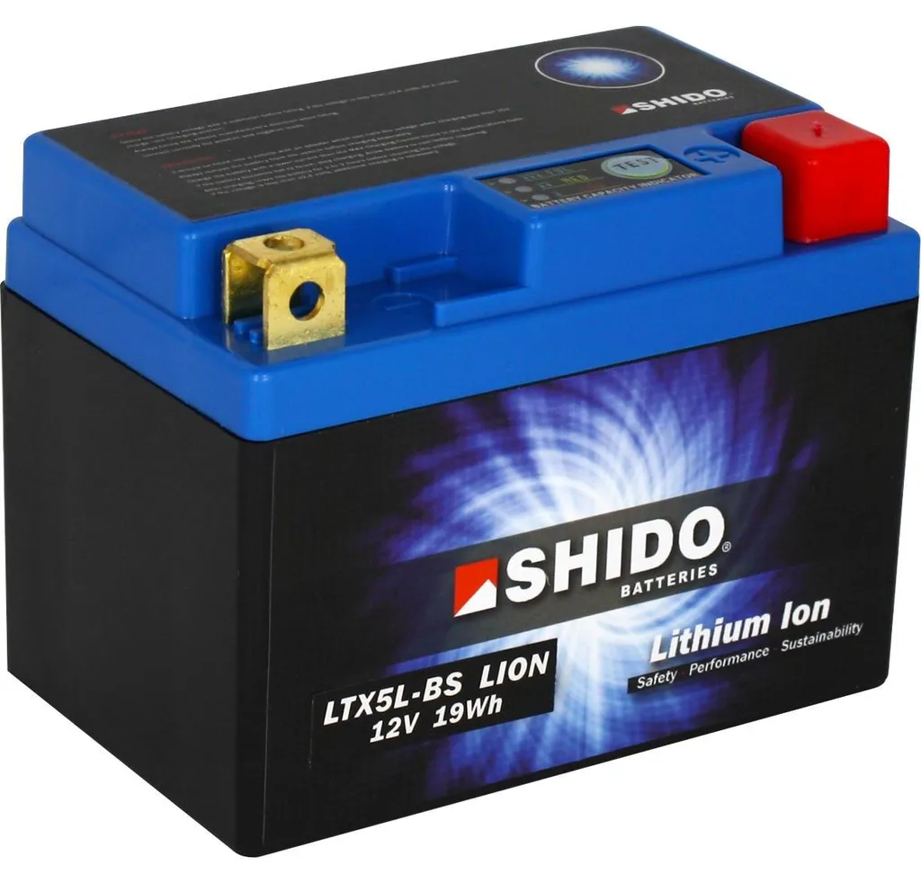 Batterie Lithium moto YTX5L-BS Shido ultralégère pour scooter et quad 12V