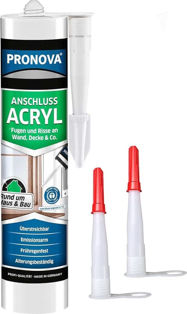 Maler-Acryl Wand & Decke, für innen und außen, für bewegungsarme Fugen, einfache Handhabung, überstreichbar, transparent 300ml Kartusche