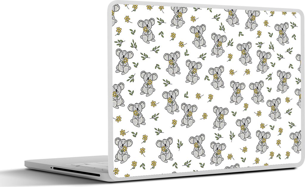 MuchoWow Laptop Aufkleber Sticker Cover Koala - Blumen - Muster - Kind 36.5x27.5 cm - Laptop-Sticker