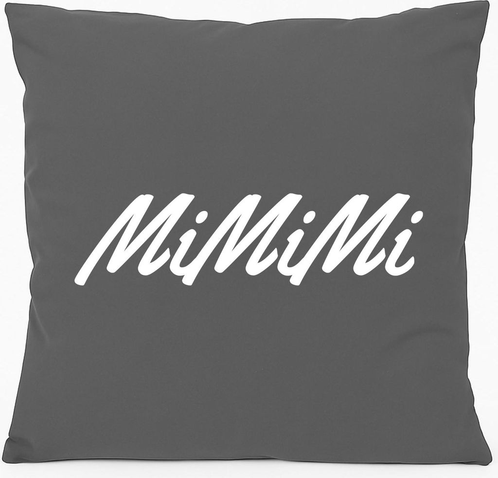 Huuraa Kissen Mimimi Schriftzug 40x40cm mit Füllung Steel Grey Baumwolle Dekokissen Geschenkidee