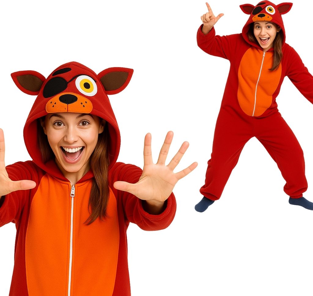 Pyjama Onesie Kigurumi Kostüm für Erwachsene Rot Foxy FNAF XXL: 185 - 195cm