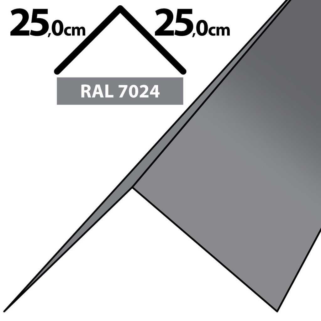 2m Winkelblech Kantblech Kante Blechwinkel pulverbeschichtetes 0,5mm Zuschnitt 50cm RAL-7024 Grau