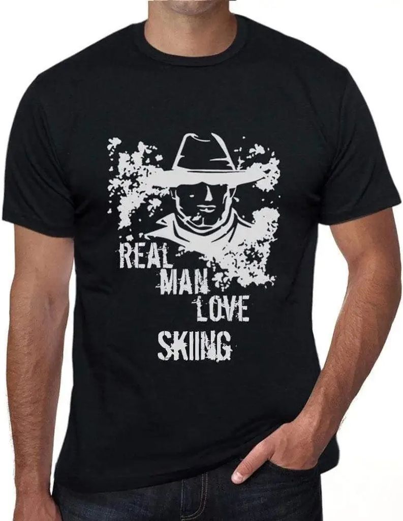 Herren Grafik T-Shirt Echte Männer lieben Skifahren – Real Men Love Skiing – Öko-Verantwortlich Vintage Jahrgang Kurzarm Lustige Druck Geburt...