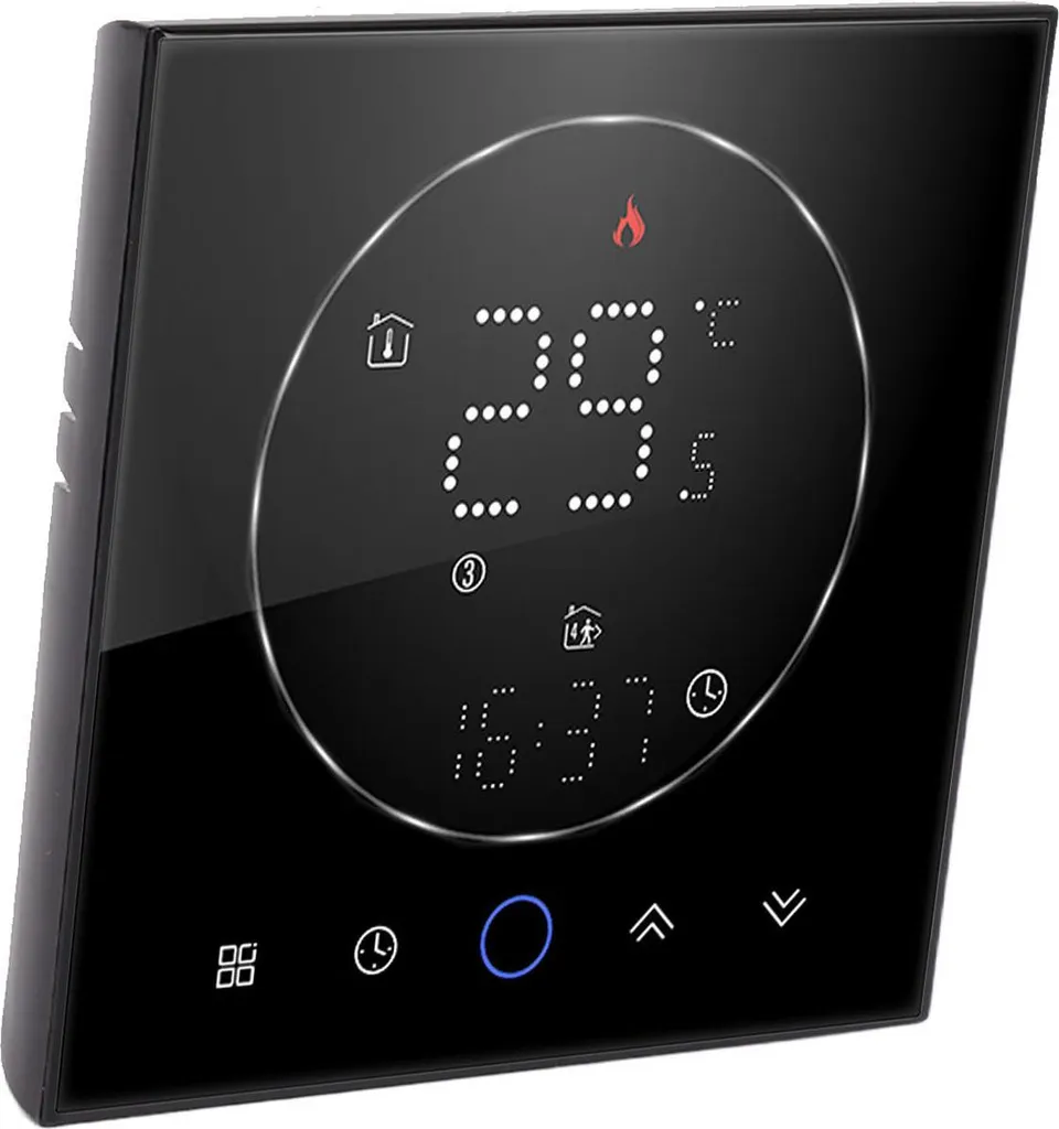 Thermostat intelligent programmable précis avec écran carré noir chic