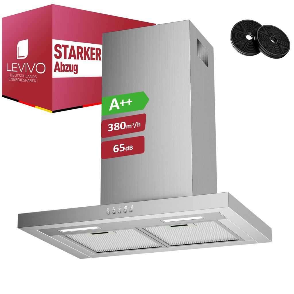 LEVIVO A++ Dunstabzugshaube 60cm Umluft & Abluft mit 380 Produktbild 