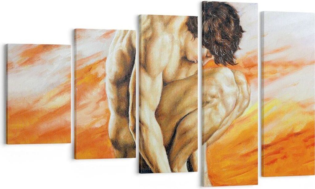 Bild auf Leinwand - Leinwandbild - 5 Teile - Körper Mann bunt - 100x60cm - Wand Bild - Wanddeko - Wandbilder - Leinwanddruck - Bilder - Wanddekora...