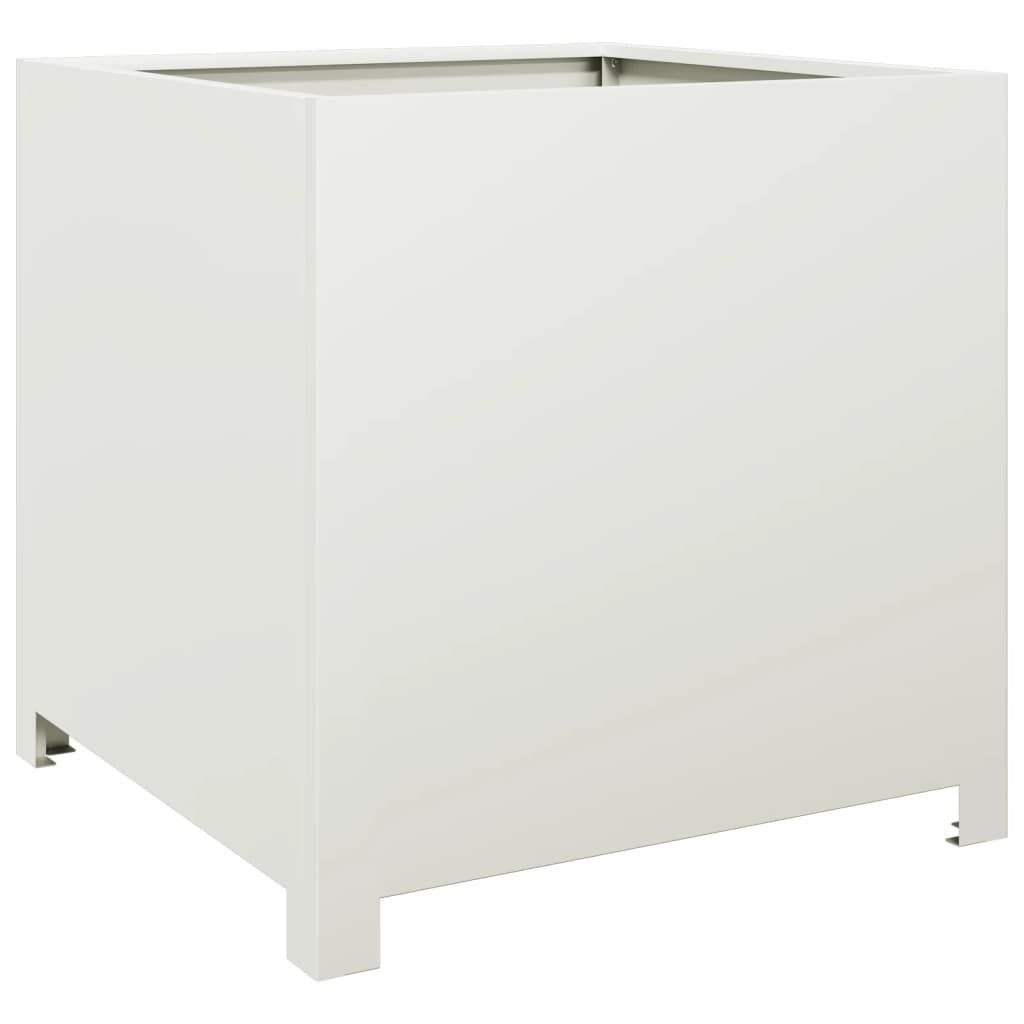 vidaXL Pflanzkübel Weiß 50x50x50 cm Stahl Produktbild 