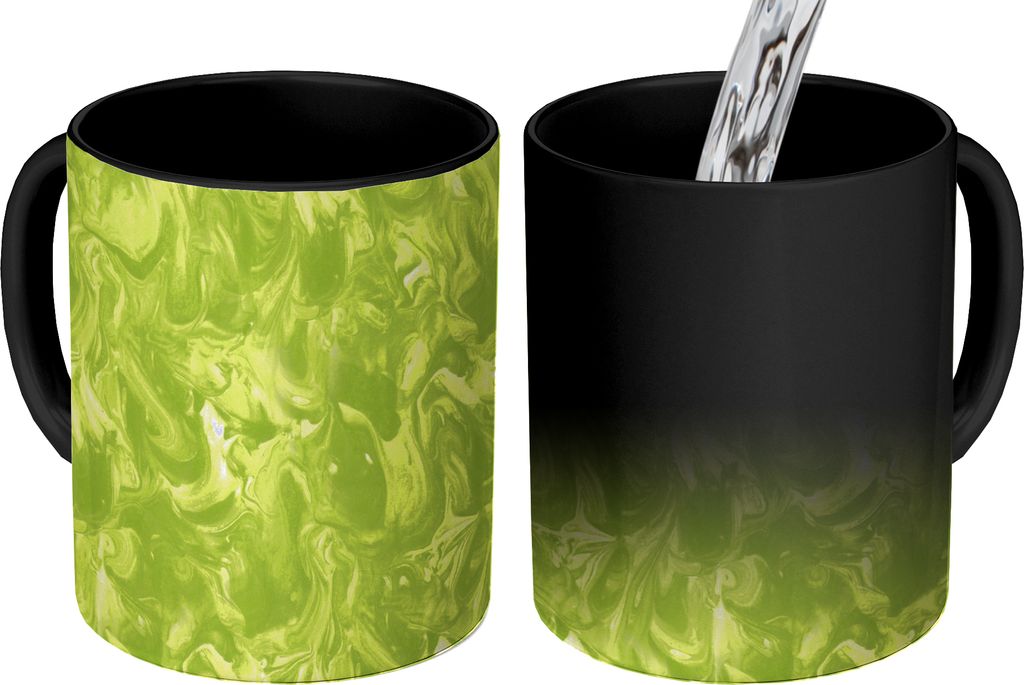 MuchoWow Zauber Tasse Zaubertasse Magic Grün - Marmor - Farbe - Design 350 ml Farbwechsel Becher Geschenk Geschenkidee - Magic-Tasse - Fototasse...