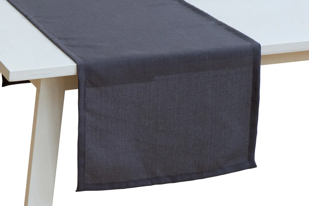 Chemin de Table Rectangulaire Panama Anthracite 50x150 cm Effet Relief