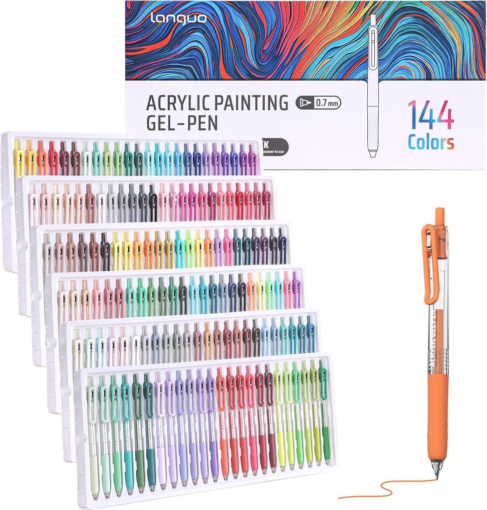 Languo Acrylmarker Set, 144 Farben, 0,7mm Spitze, Gelstifte Produktbild 