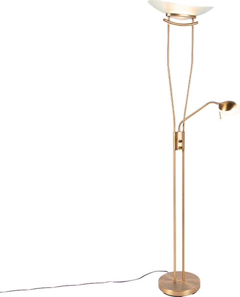 QAZQA - Moderne Stehleuchte I Stehlampe I Standleuchte I Lampe I Leuchte Bronze inkl. LED und Dimmer - Lexus Dimmer I Dimmbar I Wohnzimmer I Schlaf...